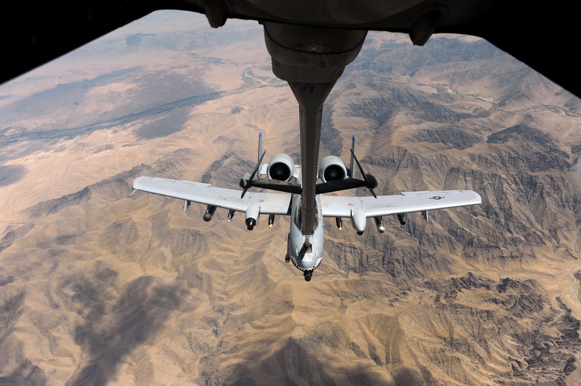AFGHANISTAN – A KC-10 from the 908th Expeditionary Air Refueling Squadron refuels an A-10 over Afghanistan. The 908th EARS is from the 380th Air Expeditionary Wing, which is also home to the U-2, Global Hawk and E-3 Sentry. (U.S. Air Force photo)