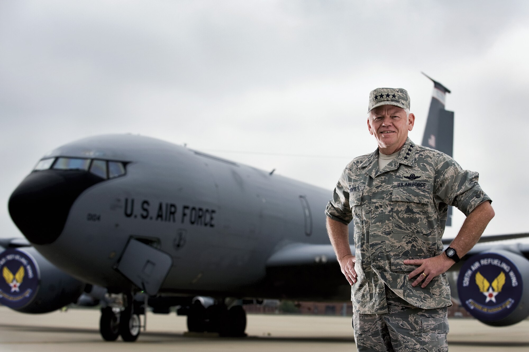 Gen. Arthur J. Lichte stands in front of a KC-135 Stratotanker on the flightline at Scott Air Force Base, Ill. General Lichte is the commander of Air Mobility Command. (U.S. Air Force photo/Staff Sgt. Desiree N. Palacios) 