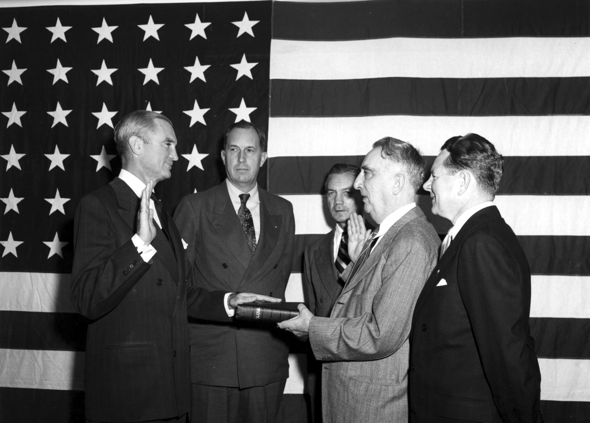 Stuart Symington was sworn in as the first Secretary of the Air Force by Chief Justice Fred Vinson on Sept. 18, 1947, establishing the United States Air Force as truly an independent arm of the U.S. military. (U.S. Air Force photo)