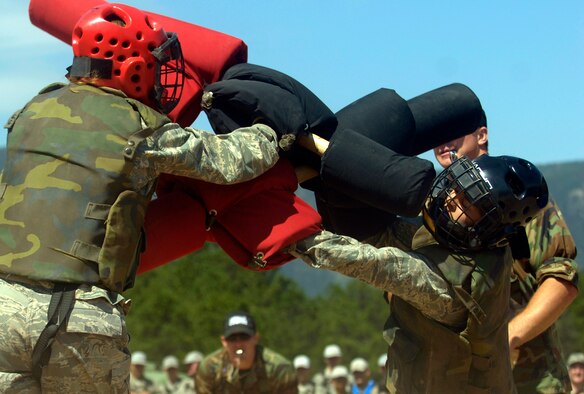 Class of 2013 basic cadets put their physical skills to the test at the U.S. Air Force Academy July 25, 2009, during the Sweepstakes competition at Big Bad Basic in Jacks Valley. Big Bad Basic takes place at the end of Jacks Valley events prior to the march back to the Terrazzo. (U.S. Air Force photo/J. Rachel Spencer)