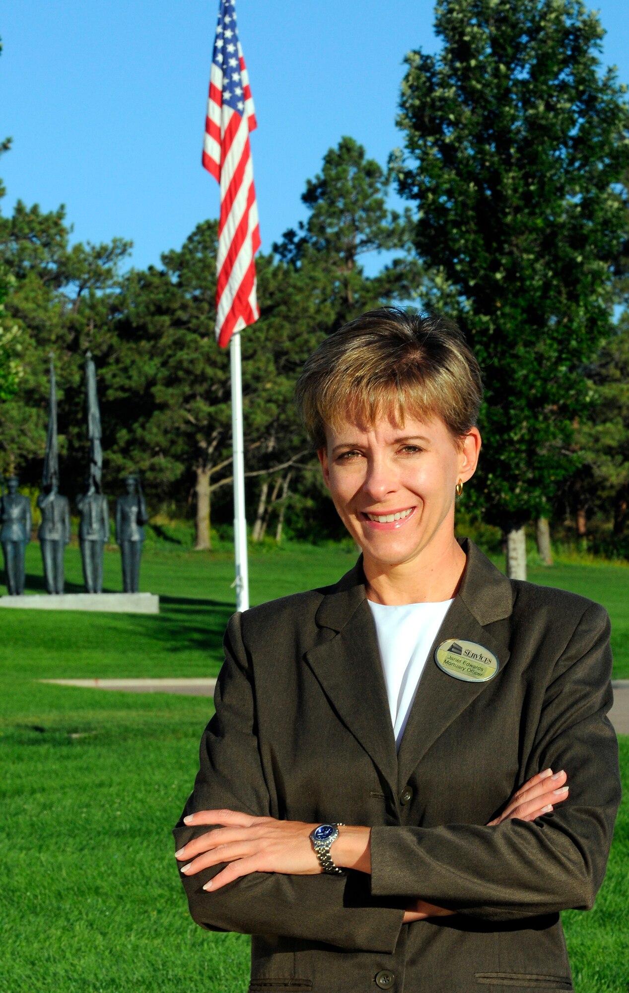 Janet Edwards has served as the Air Force Academy's mortuary officer since 1992 and has helped more than 900 families through very difficult times. Ms. Edwards also serves as the program manager for the Academy's Base Honor Guard. (U.S. Air Force photo/Dave Ahlschwede)