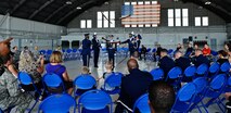 The United States Air Force Honor Guard Drill Team performs inside a hangar Aug. 25, at MacDill Air Force Base, Fla. This was a short stop for the team with only two more stops in Florida before heading to the West Coast where they will continue to showcase military precision and teamwork with their complex drill routine. (U.S. Air Force photo by Senior Airman Alexandre Montes) 
