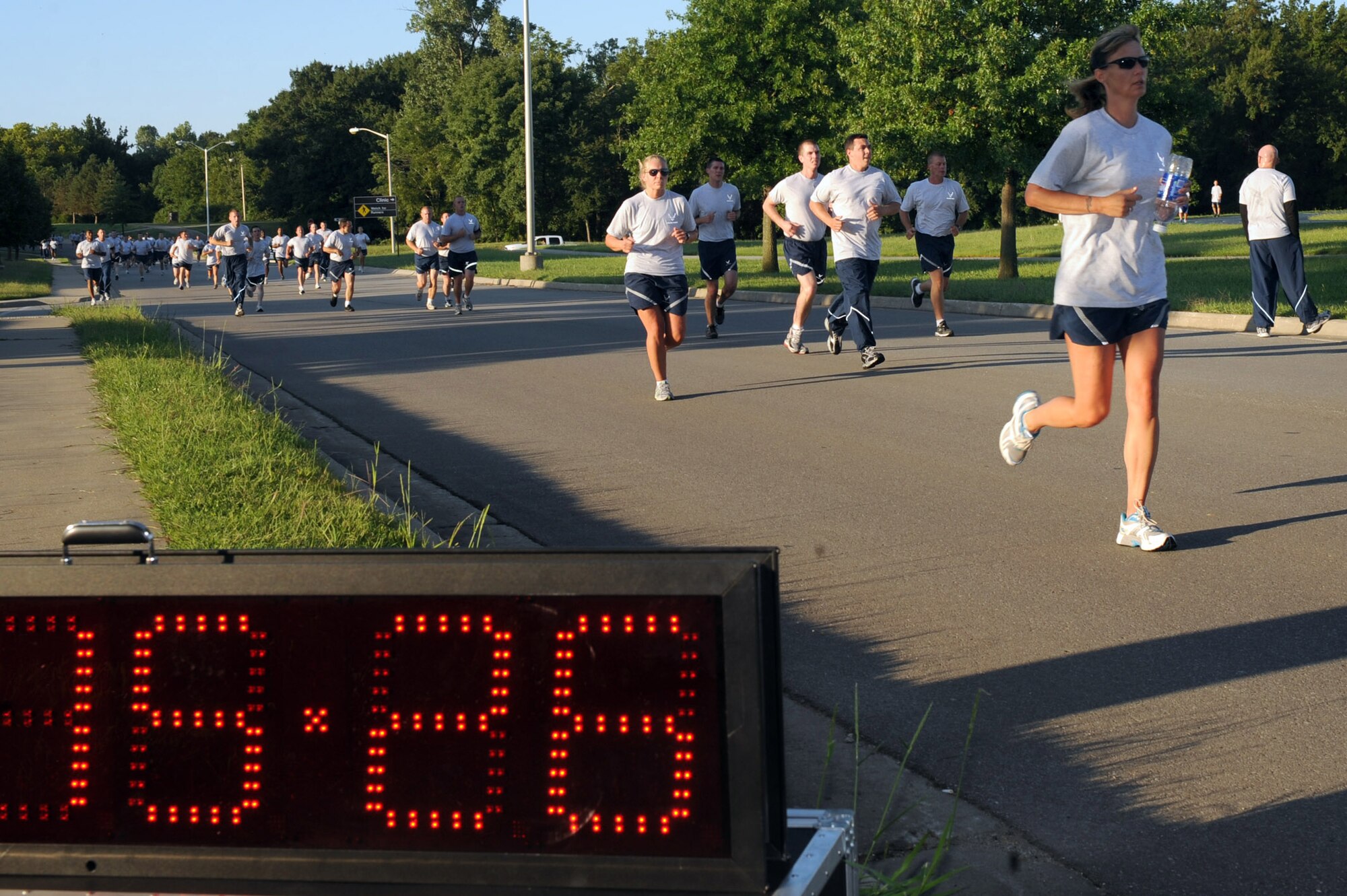 WHITEMAN AIR FORCE BASE, Mo. - Members of Team Whiteman participate in a Wing fun run Aug. 21.(U.S. Air Force photo/Senior Airman Jason Huddleston)