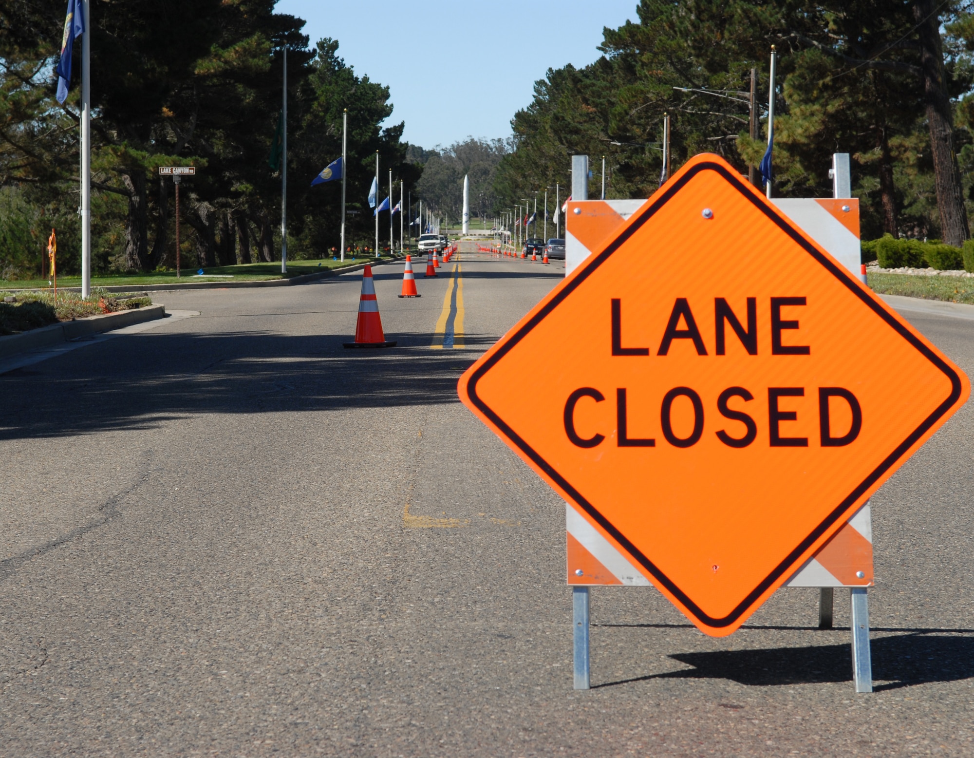 VANDENBERG AIR FORCE BASE, Calif. --  The 30th Civil Engineer Squadron began construction on California Boulevard here from the Santa Maria Gate to Utah Avenue on Aug. 26. Two of the road's three lanes will remain open at all times. (U.S. Air Force photo/Airman 1st Class Angelina DellaRocco-Rukavina)
