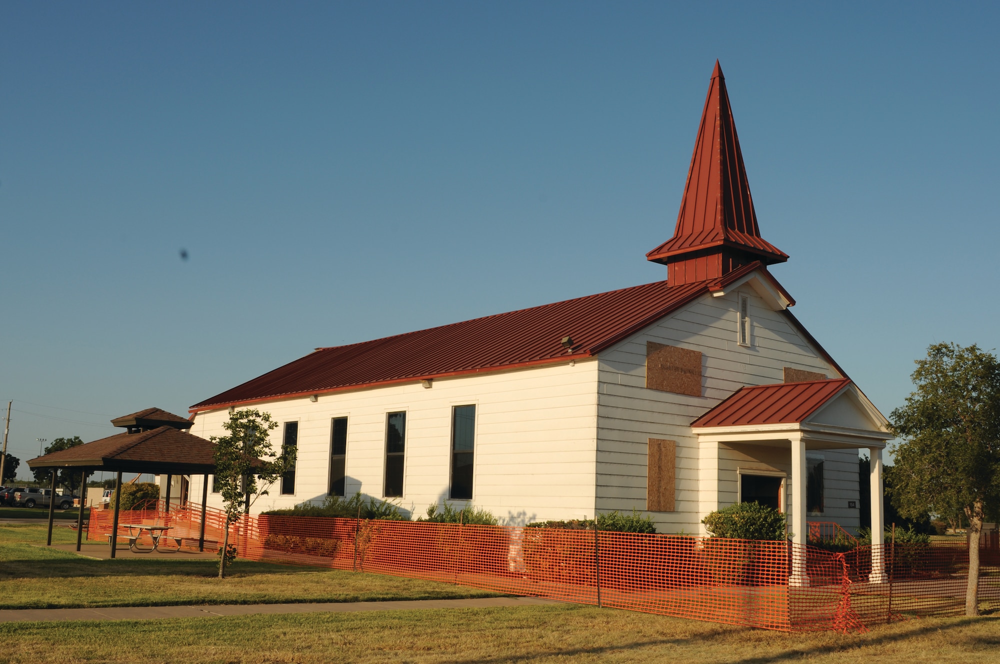 The chapel, prior to demolition at Goodfellow on Aug 25. (U.S. Air Force photo by Tech. Sgt. John Barton)