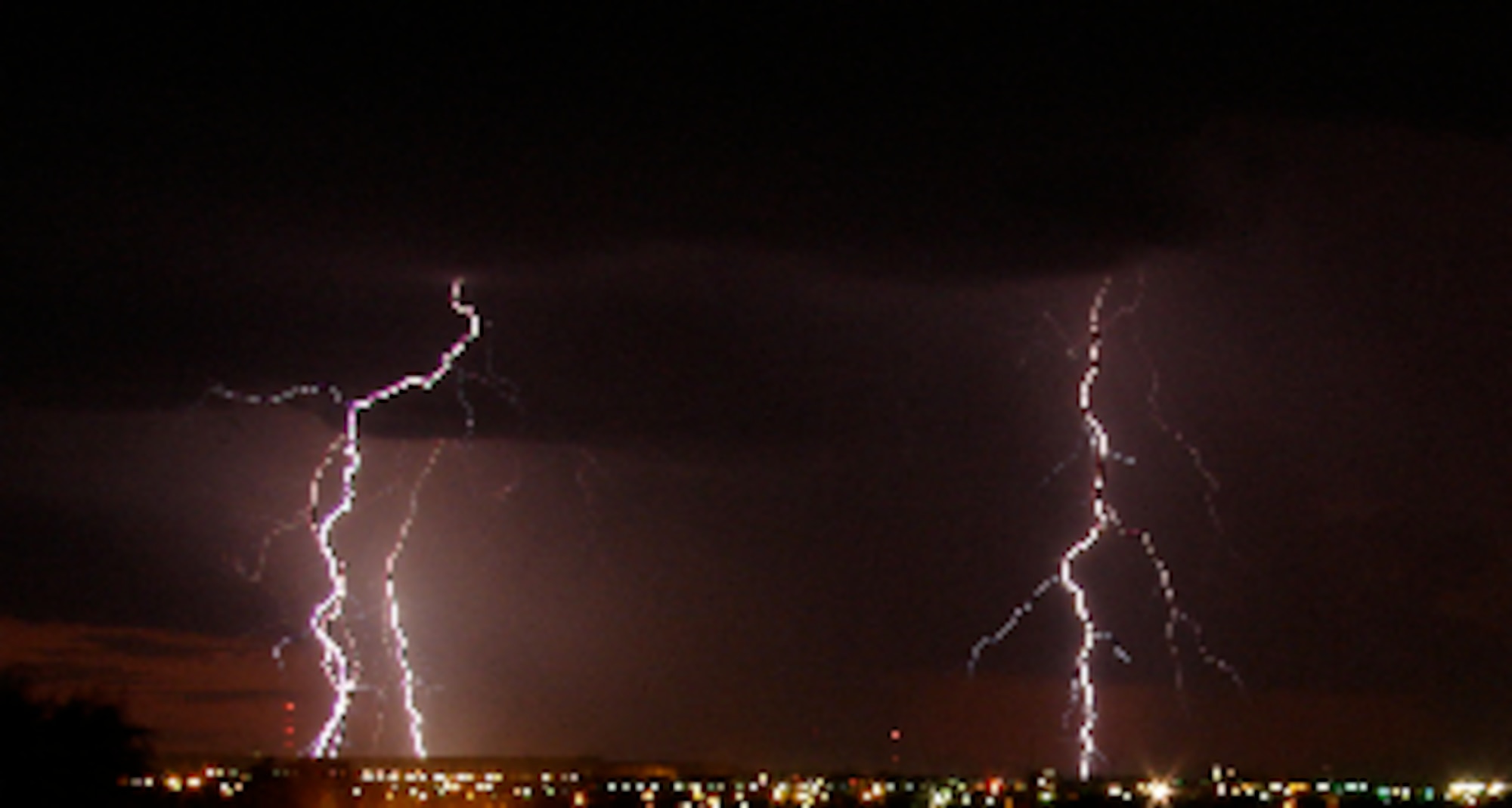 Lightning photo shot at Goodfellow AFB, Texas, Aug. 15. (U.S. Air Force photo by 2nd Lt. Lucas Hernandez). 
