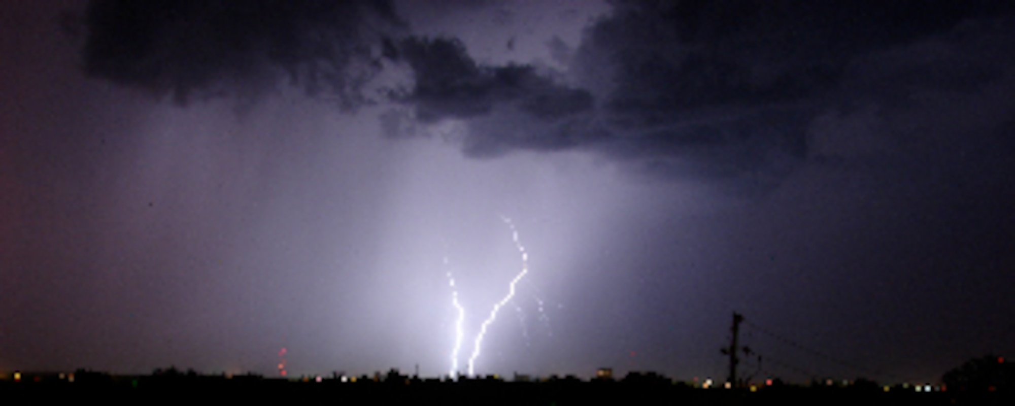 Lightning photo shot at Goodfellow AFB, Texas, Aug. 15. (U.S. Air Force photo by 2nd Lt. Lucas Hernandez). 