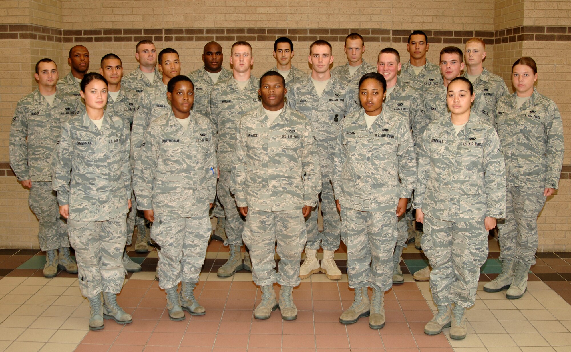 Congratulations to Team McConnell’s First Term Airman’s Center class who graduated Aug. 28. Front row: Airmen 1st Class Baily Zimmerman, Talisha Brittingham, Delano Savage, Kaydian Graham and Airman Megan Tetreault. Middle row: Airmen 1st Class Robert Snyder, Nathaniel Salas, Dwayne Barber, Jonathan Whitlow, Brett Jones, Justin Robinette, Joseph Towne and Airman Sarah Fiquet. Back row: Senior Airman Theodore Dinwiddie, Airmen 1st Class Kevin Phillips, Sean Moore, Adrian Ramirez, Avery Kahookaulana-Sulprizio, Airmen Tim Carter and Chase Millward. (U.S. Air Force photo/Senior Airman Laura Suttles)