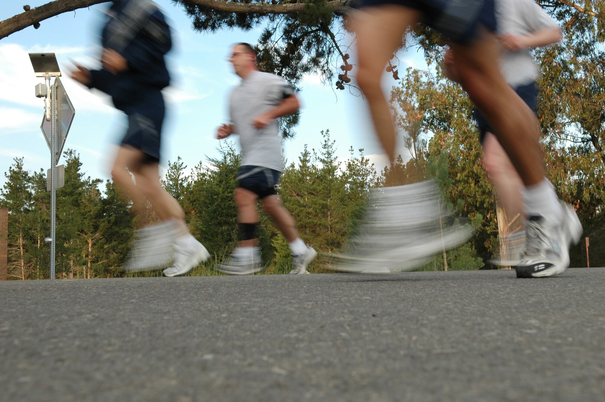 VANDENBERG AIR FORCE BASE, Calif. – The 30th Space Wing participates in the monthly Fit-to-Fight Run here Aug. 28. Team V Airmen complete the run together to highlight the "Fit to Fight" force. The event is meant to encourage Airmen to maintain the Air Force's health and fitness standards. (U.S. Air Force photo/Senior Airman Bryan Boyette)