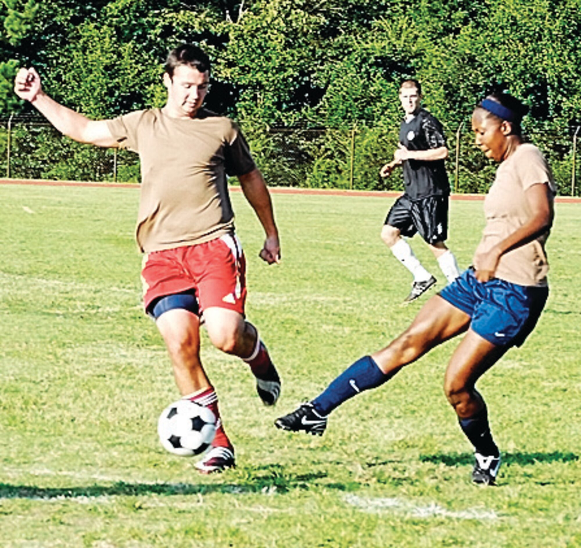 The 43rd Force Support Squadron defeated the 43rd Medical Group with a score of 2 to 1 in the 2009 Intramural Soccer Championship Aug 19.