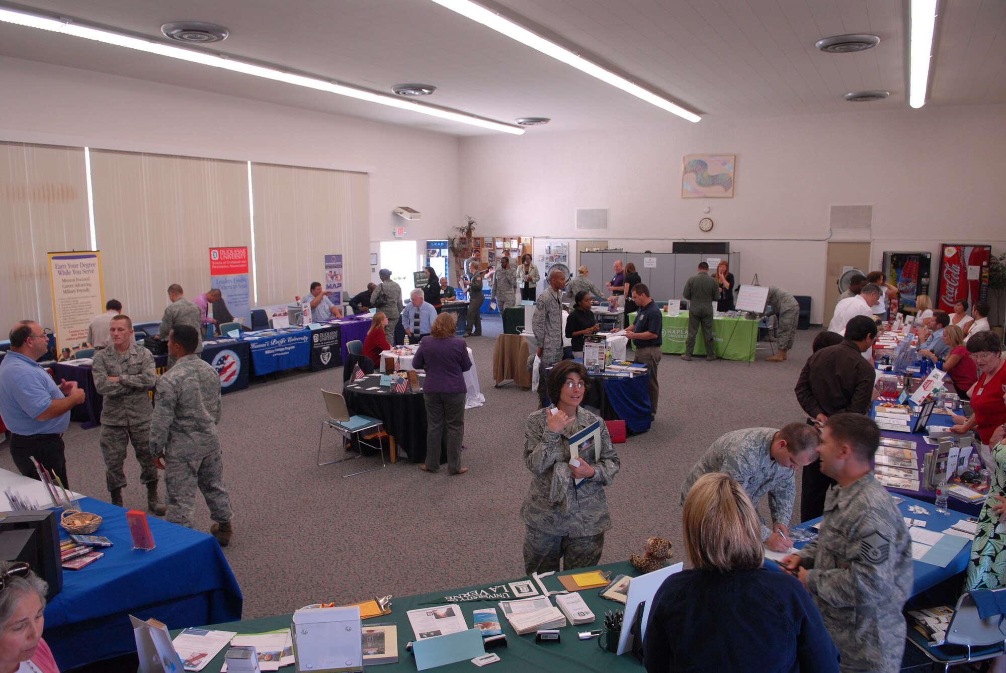 VANDENBERG AIR FORCE BASE, Calif. - In order to help Team Vandenberg members further their education, the Vandenberg Education Center hosted its annual Education Fair here Aug. 27. More than 30 schools from across the nation were at the fair to distribute information and answer questions. (U.S. Air Force photo/Airman 1st Class Angelina DellaRocco-Rukavina)