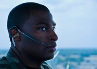 Staff Sgt. Lemetric Wadley, 37th Operations Support Squadron, scans Lackland's runway. The 37th OSS provide air traffic control, meteorology, airfield management, transient alert, and trainer maintenance services for Lackland. (U.S. Air Force photo/Senior Airman Christopher Griffin)