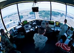 Air traffic controllers from the 37th Operations Support Squadron prepare to navigate F-16 Falcons down the runway on Lackland Air Force Base. The air traffic controllers are responsible for all movement that takes place on the Kelly Field Annex and Lackland Air Force Base flight line. (U.S. Air Force photo/Senior Airman Christopher Griffin)