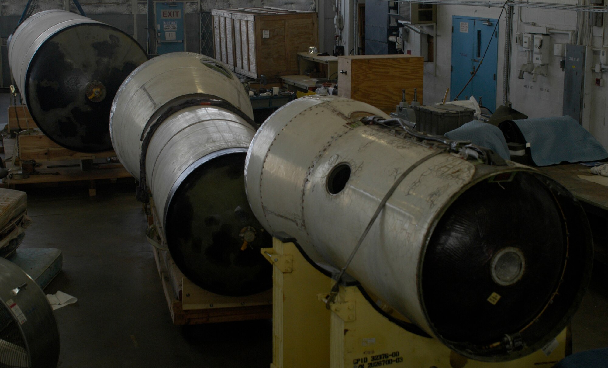 DAYTON, Ohio - The Minuteman I missile in the Restoration Hangar at the National Museum of the U.S. Air Force. (U.S. Air Force Photo)