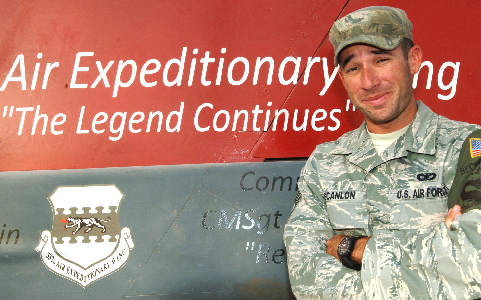 JOINT BASE BALAD, Iraq -- Staff Sgt. Nicholas Scanlon, 322nd Expeditionary Security Forces Squadron installation patrolman, is the 332nd Air Expeditionary Wing’s Tuskegee Airman of the Week for Aug. 16-22. One of Sergeant Harvey’s distinctive accomplishments at JBB was directing command and control during a suicide attempt here. (U.S. Air Force photo/Senior Airman Andria J. Allmond)