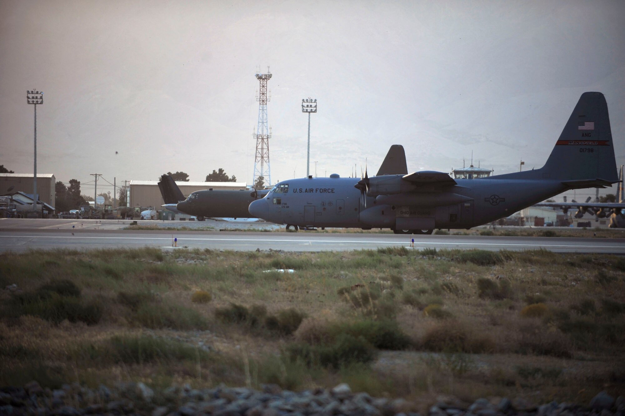 BAGRAM AIRIFELD, Afghanistan - The C-130 Hercules, like these pictured here, are the workhorses of airdrop missions here in Afghanistan for the 774th Expeditionary Airlift Squadron. (U.S. Air Force photo/Staff Sgt. J.G. Buzanowski)