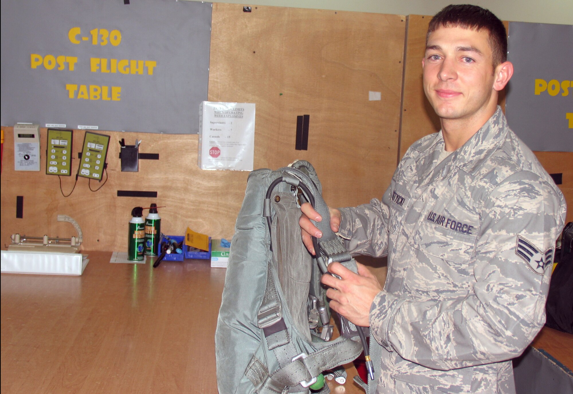 Senior Airman Michael Czesztyicki is a 386th Expeditionary Operations Support Squadron C-130 aircrew flight systems technician deployed from the 374th OSS, Yokota Air Base, Japan. (Courtesy photo)