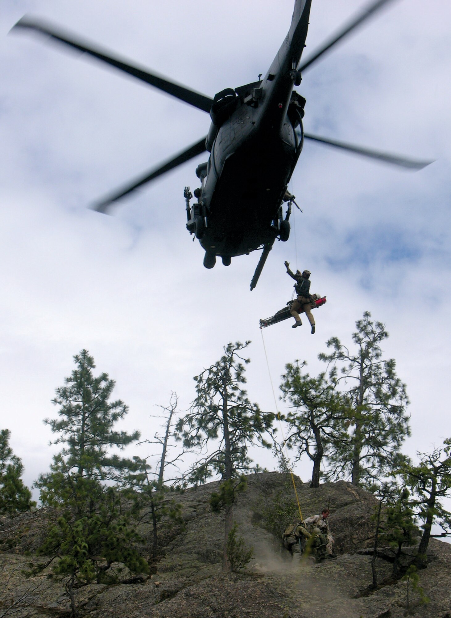 Pararescuemen from the 306th Rescue Squadron at Davis-Monthan Air Force Base train in the desert near Tucson, Arizona. Approximately 25% of the Airmen in the squadron are Active Guard Reserve). (U.S. Air Force photo)