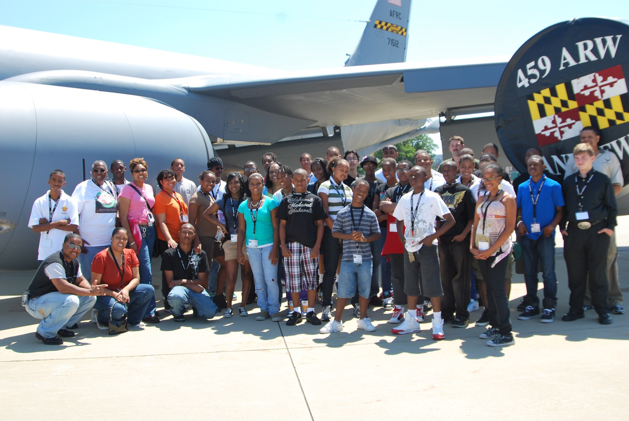 Students from the Federal Aviation Association ACE Camp paid a visit to the 459th Air Refueling Wing to tour a KC-135. The camp, hosted each summer, promotes careers in aviation for area  youth.