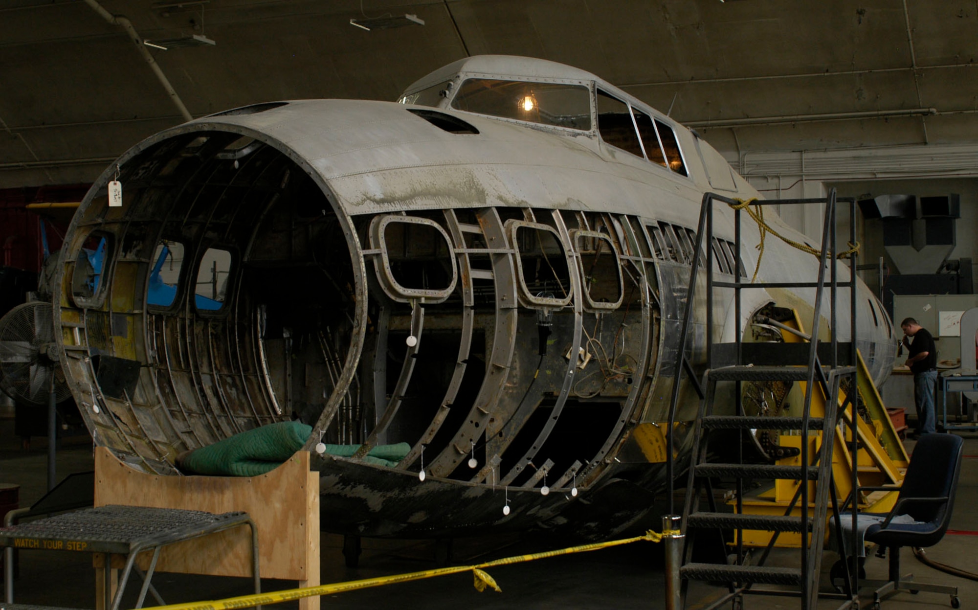 DAYTON, Ohio (8/31/2009) - The B-17D The Swoose in the restoration hangar at the National Museum of the U.S. Air Force. (U.S. Air Force photo)