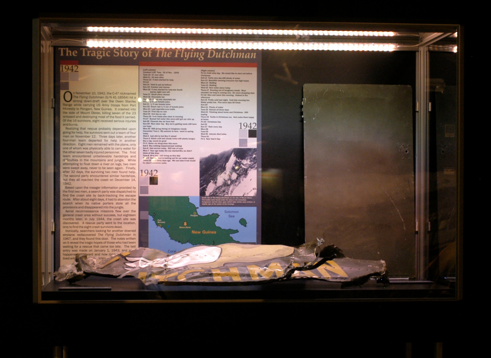 DAYTON, Ohio - An exhibit case of "The Tragic Story of The Flying Dutchman" on display in the World War II Gallery at the National Museum of the U.S. Air Force. (U.S. Air Force photo)
