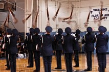 The United States Air Force Honor Guard Drill Team demonstrates their precision for the Florida Air Academy Aug. 28 in Melbourne, Fla. During the Florida tour, the Drill Team will be performing at military installations and local schools and communities to help raise awareness of the Air Force mission. (U.S. Air Force photo by Senior Airman Alexandre Montes)  