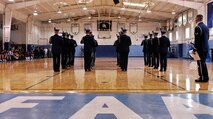 The United States Air Force Honor Guard Drill Team demonstrates their precision for the Florida Air Academy Aug. 28 in Melbourne, Fla. During the Florida tour, the Drill Team will be performing at military installations and local schools and communities to help raise awareness of the Air Force mission. (U.S. Air Force photo by Senior Airman Alexandre Montes)  