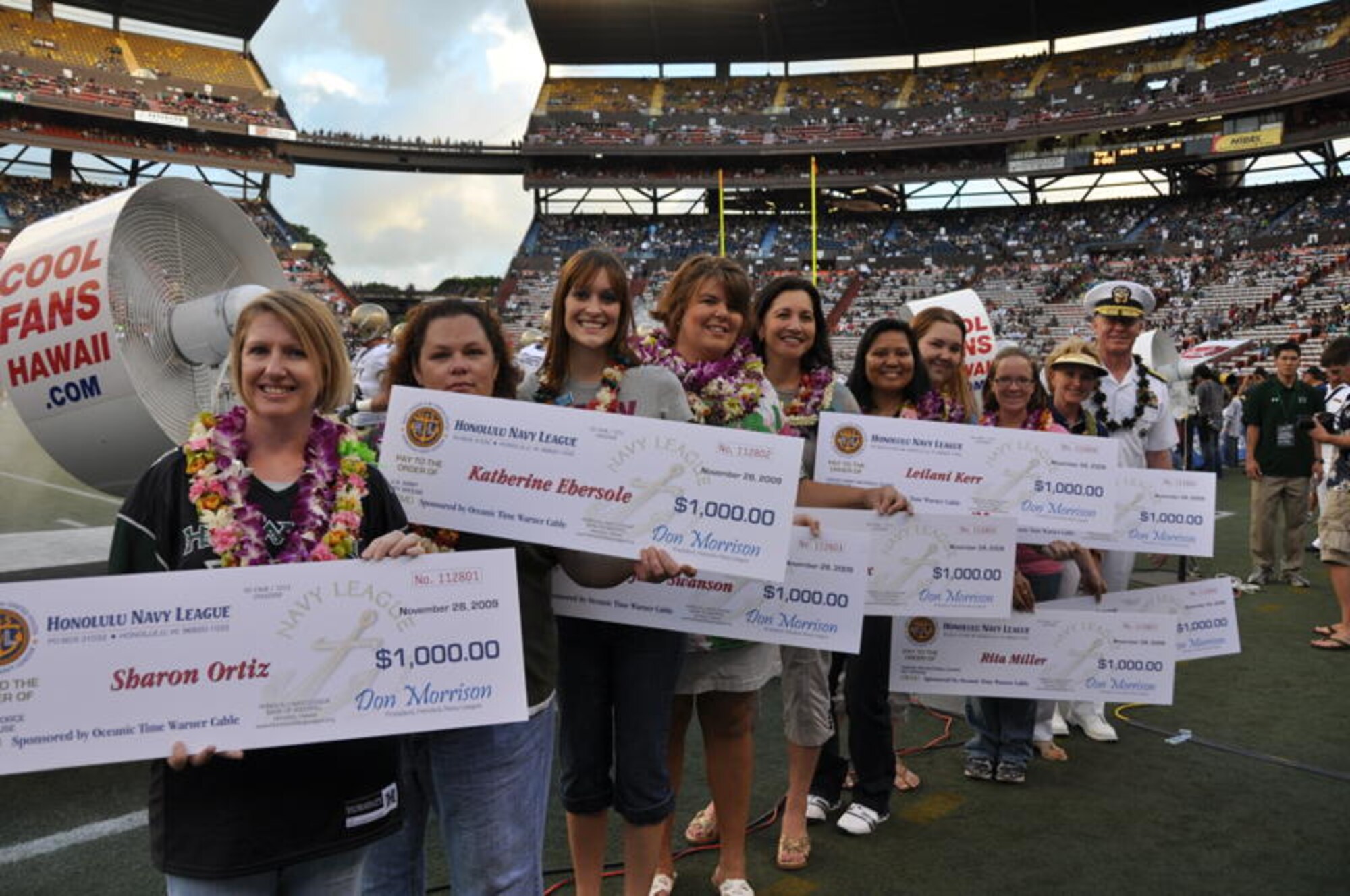 Navy League recognized eight Key Spouses Nov. 27 with $1,000 checks and letters from the Secretary of Defense and Oahu’s mayor, Mufi Hannemann. Among them was Sharron Ortiz, a Key Spouse from the 15th Security Forces Squadron, whose husband, Master Sgt. David Ortiz, is currently deployed.She is the only Key Spouse for 182 deployed Airmen in the unit, 88 of whom are first-term Airmen with 21 spouses under the age of 20. 