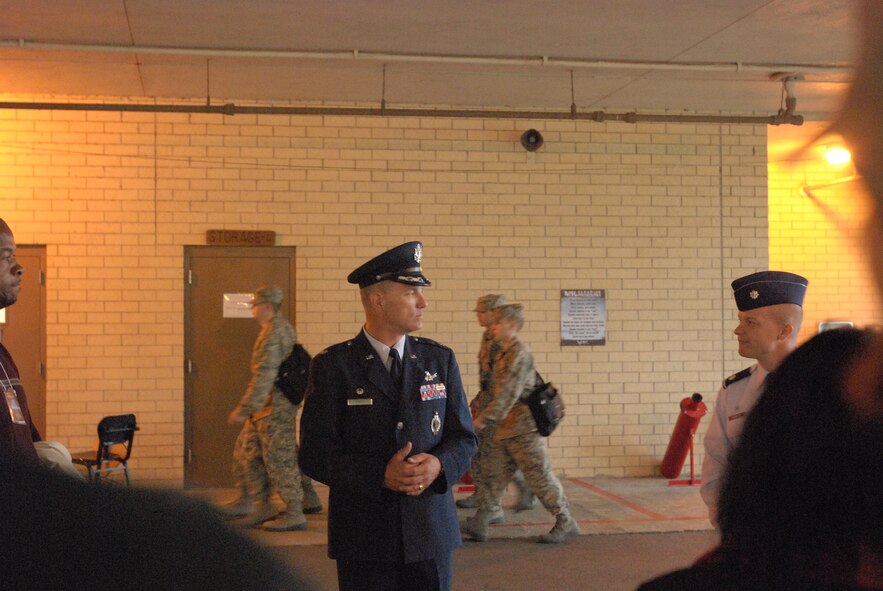 On their final day, members of the 2009 Distinguished Educator Tour saw a graduation from basic military training of the 331st Training Squadron. The ceremony was held inddors and shortened from the normal proceedings, which are held on the parade field at Lackland Air Force Texas. (U.S. Air Force photo/Airman 1st Class Brian McGloin)