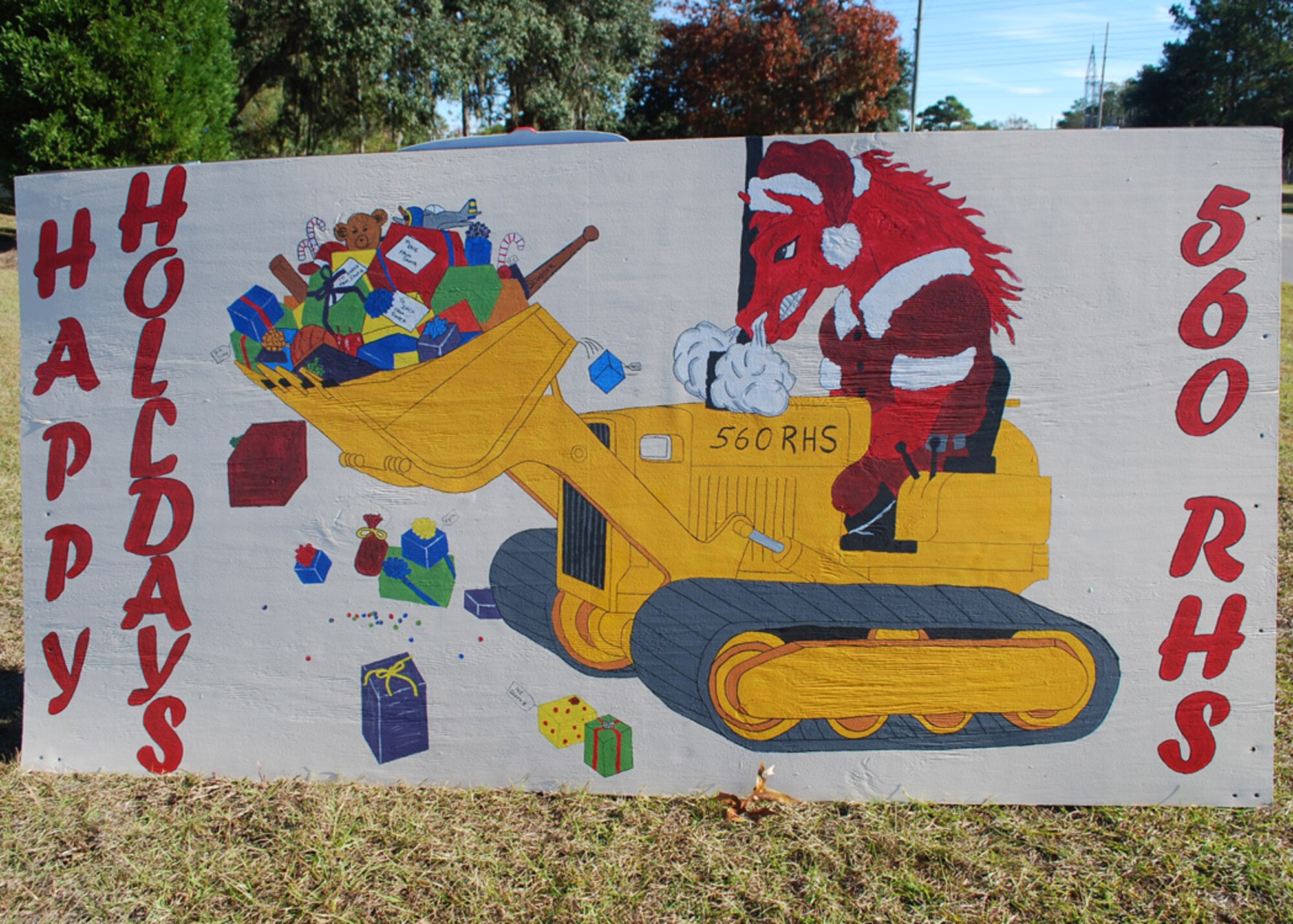 A life size greeting card designed by the 560th Red Horse Squadron. (U.S. Air Force photo/Tech. Sgt. Jeff Kelly)