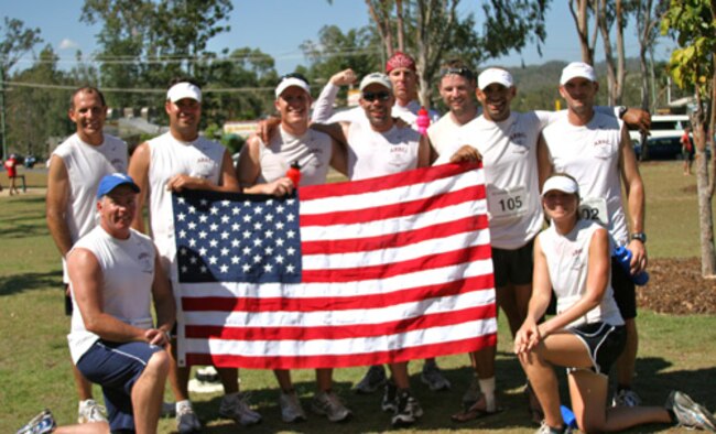 Team "Yankee Pirates" display the U.S. Flag at the 500K Summer Challenge in Australia