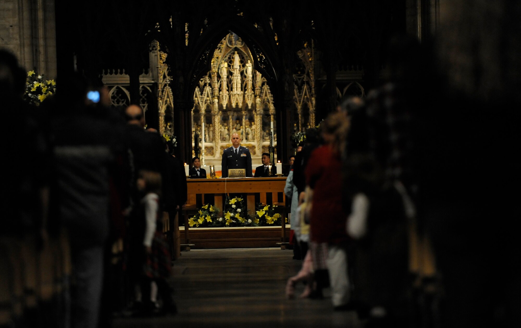 RAF MILDENHALL, England -- American servicemembers fill the seats at Ely Cathedral on the Eve of Thanksgiving.  (U.S. Air Force photo/Staff Sgt. Christopher L. Ingersoll)