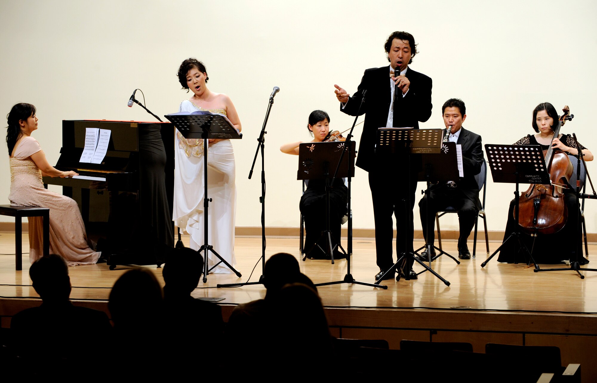 The Pyeongtaek University performs in their 5th Annual Friendship Concert at Osan American High School auditorium Dec. 2. The concert consisted of seven performances with classical music and christmas carols.  (U.S. Air Force photo/Senior Airman Stephenie Wade)



