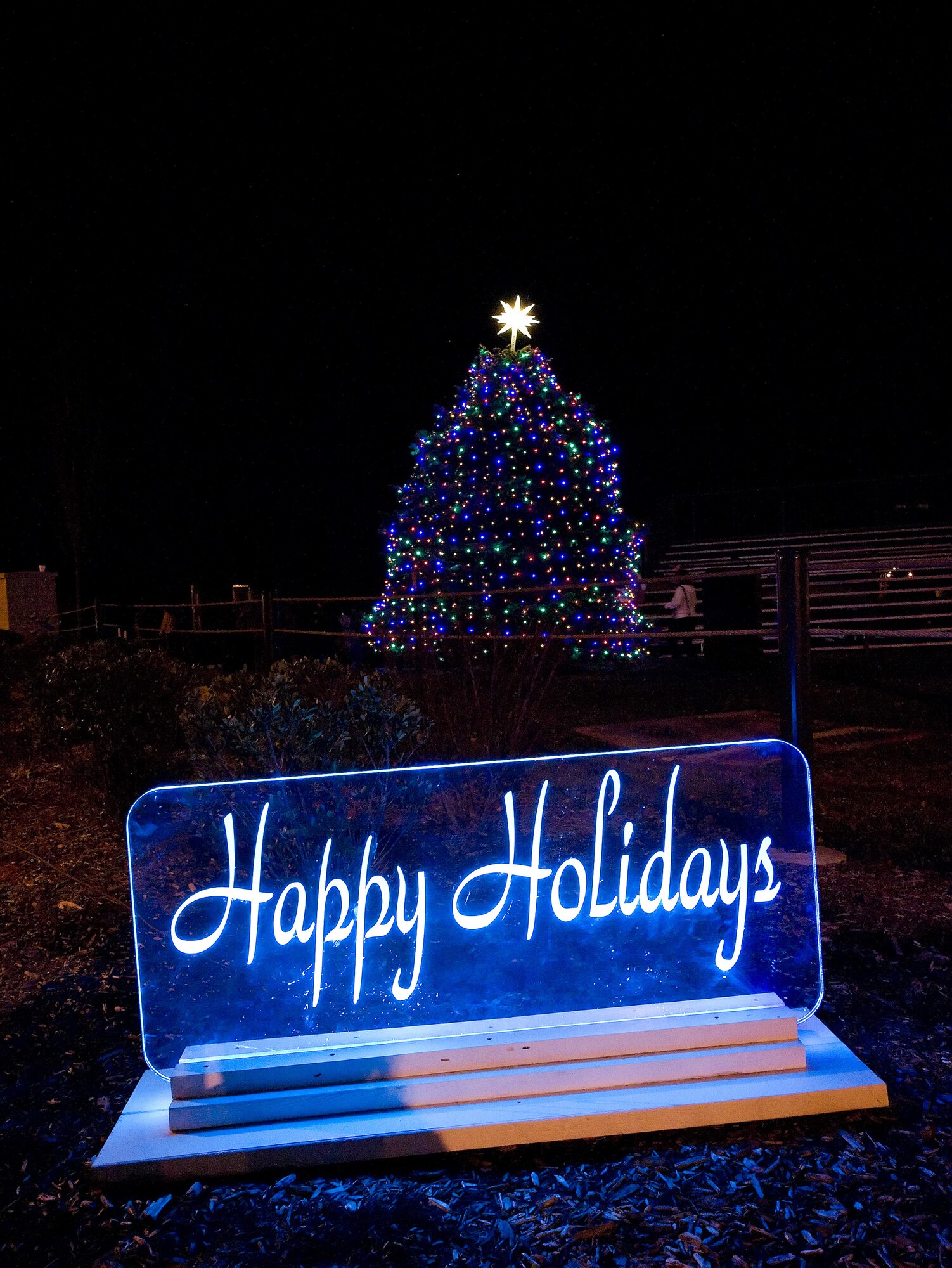 The Christmas Tree lighting ceremony celebrating the holidays began Dec. 1 at the Dover Air Force Base main gate. The event  is an annual tradition. (U.S. Air Force photo/Jason Minto)