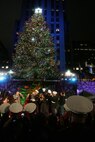 NEW YORK -- Marines from 6th Communications Battalion, 4th Marine Logistics Group, who recently returned from an Iraq deployment joined New York City mayor Michael Bloomberg and musicians Michael Buble and Aretha Franklin in lighting the 76 ft. Christmas Tree during NBC's 77th Annual Live Holiday Celebration, Dec. 2. Marines from numerous local units attended the event as special guests in front of the stage for the evenings celebration. (Official Marine Corps photo by Sgt. Randall A. Clinton)
