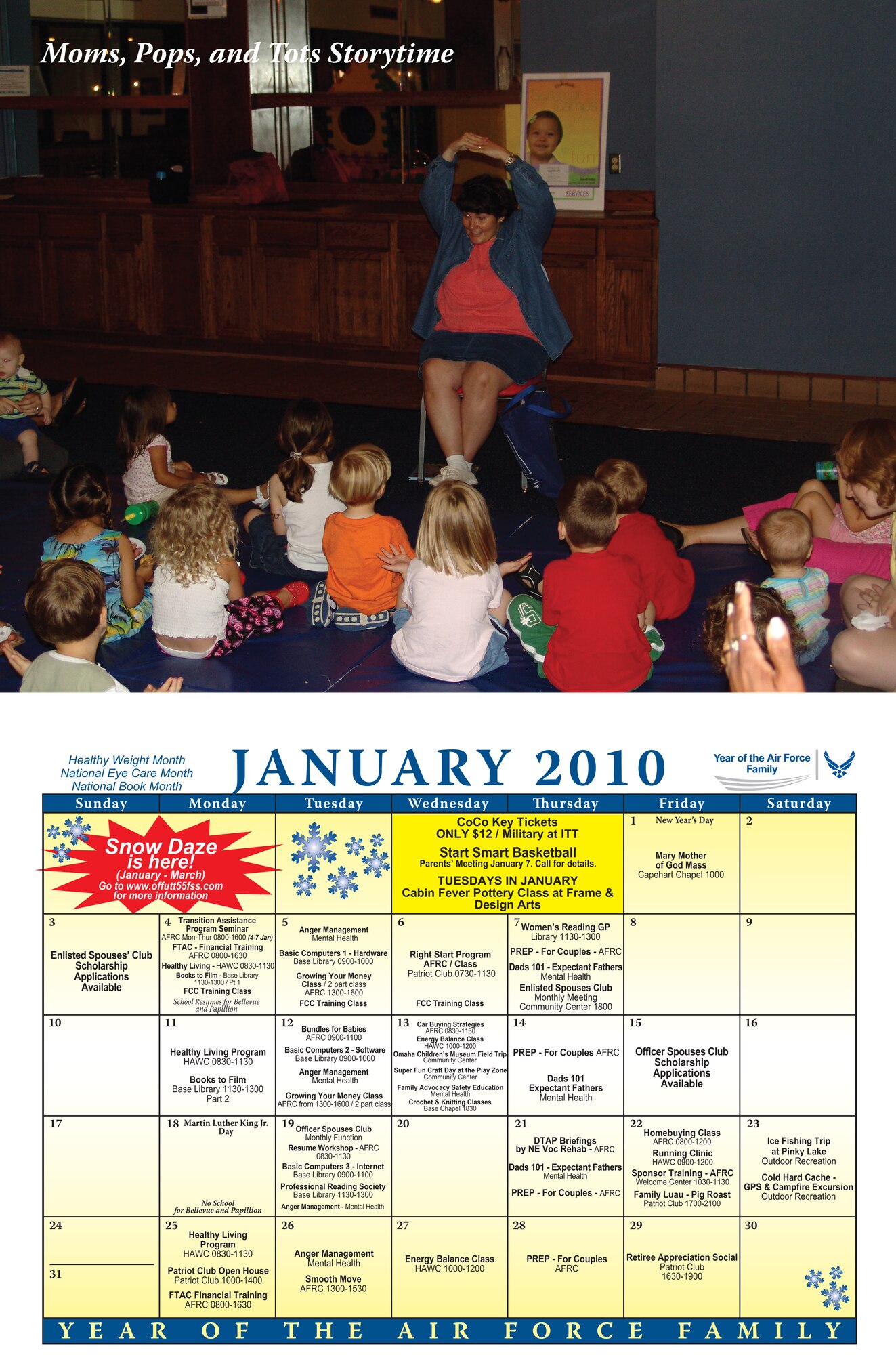 Offutt's Year of the Air Force Family Calander January events. To view dates and events, click download high resolution file.