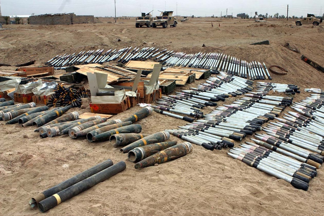 Thousands of pounds of weapons and ammunition were found near the city of Al Karmah where 3rd Battalion, 8th Marine Regiment has been operating since arriving in Iraq.  This find is the biggest find for the battalion thus far.