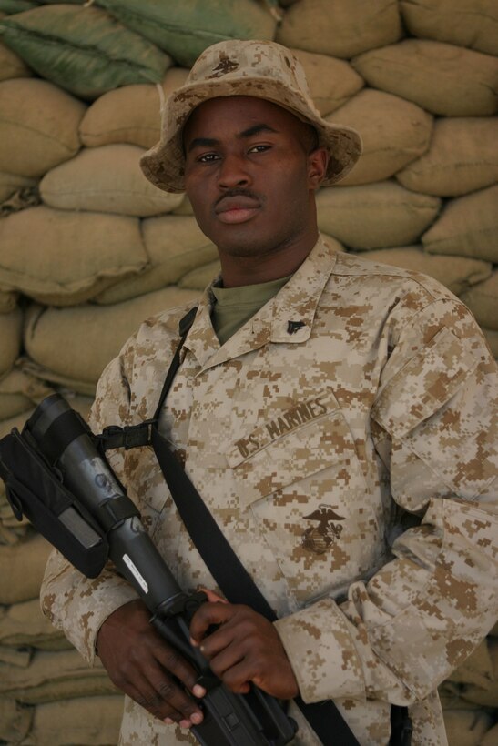 Corporal Calvin White is a 22-year-old infantryman with the 2nd Marine Division's operations section.  The 2001 Oviedo High School graduate is on his first deployment in the Global War on Terrorism.  U.S. Marine Corps photo by Sgt. Stephen D'Alessio (RELEASED)