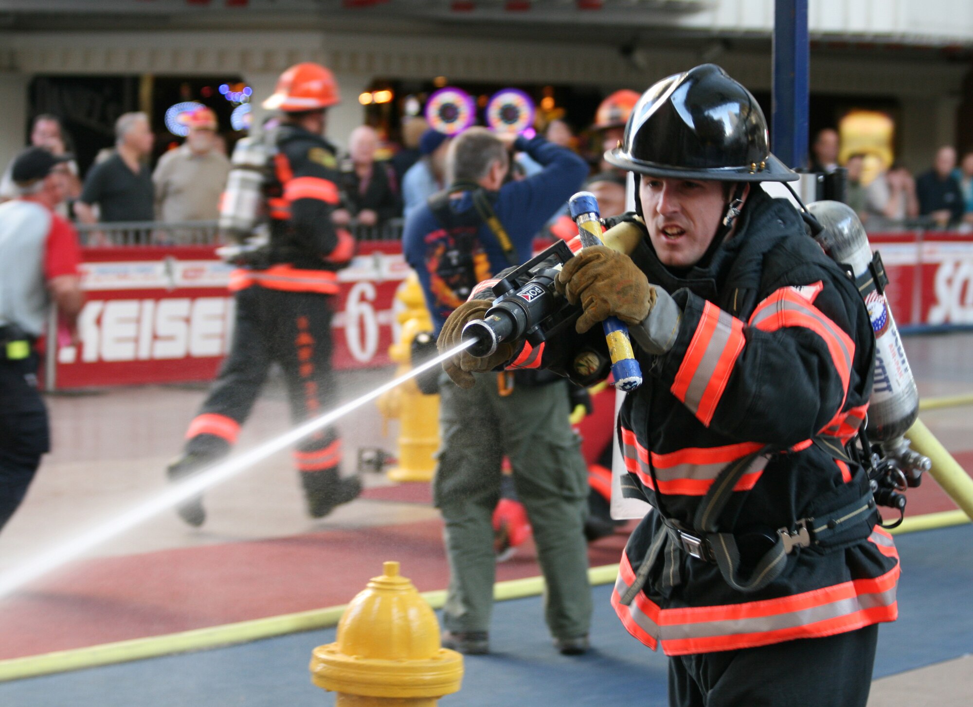 LAS VEGAS, Nev. -- Staff Sgt. Michael Jones, a firefighter from the 49th Civil Engineer Squadron at Holloman Air Force Base, N.M., competes in the 2009 Scott Firefighter Combat Challenge here. The five-man team from Holloman competed with fire departments from all over the world, both civilian and military from all branches. (Photo provided)