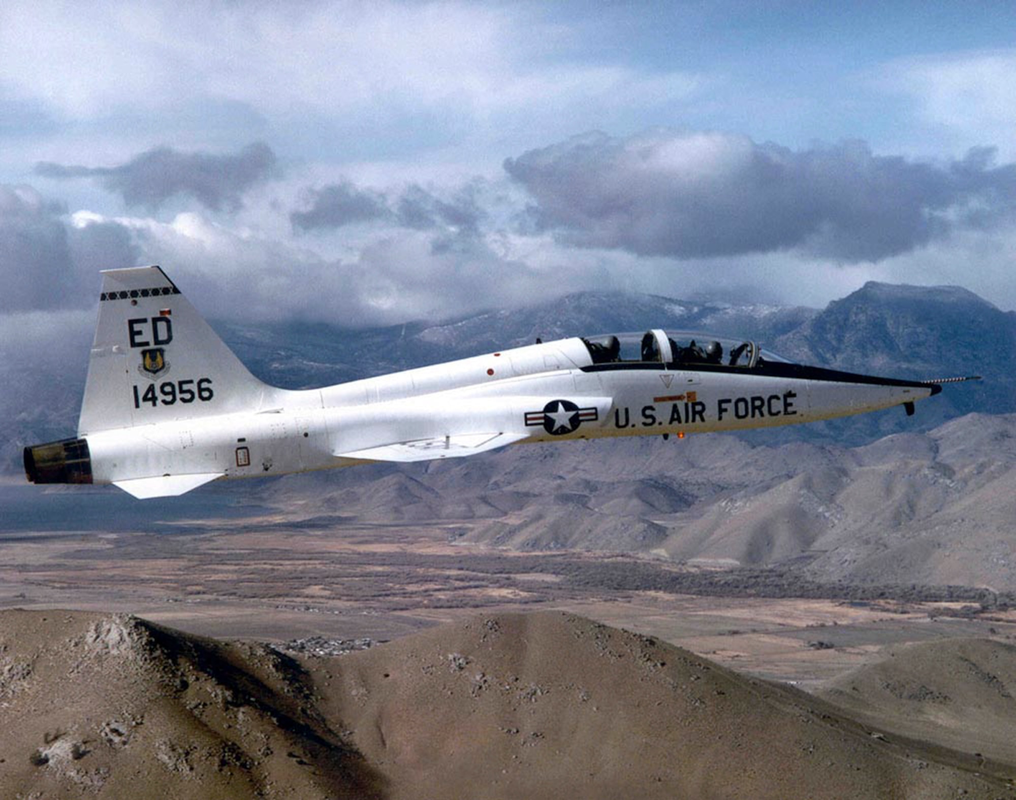 Test pilots and flight test engineers are trained in T-38A's at the U.S. Air Force Test Pilot School at Edwards Air Force Base, Calif. Air Force Materiel Command uses T-38A's to test experimental equipment such as electrical and weapon systems. The Alliance agreement allows qualified NASA Dryden Flight Research Center pilots to fly particular Air Force Flight Test Center aircraft, like the T-38 Talon, and vice versa. (U.S. Air Force photo)