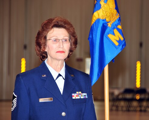 U.S. Air Force Master Sgt. Louise Florence Ciraolo thanks her family and friends at her retirement ceremony, December 1, 2009, Niagara Falls Air Reserve Station, NY. Ciraolo?s retirement took place in building 850 with a reception and holiday party following. (U.S. Air Force photo by Staff Sgt. Joseph McKee)