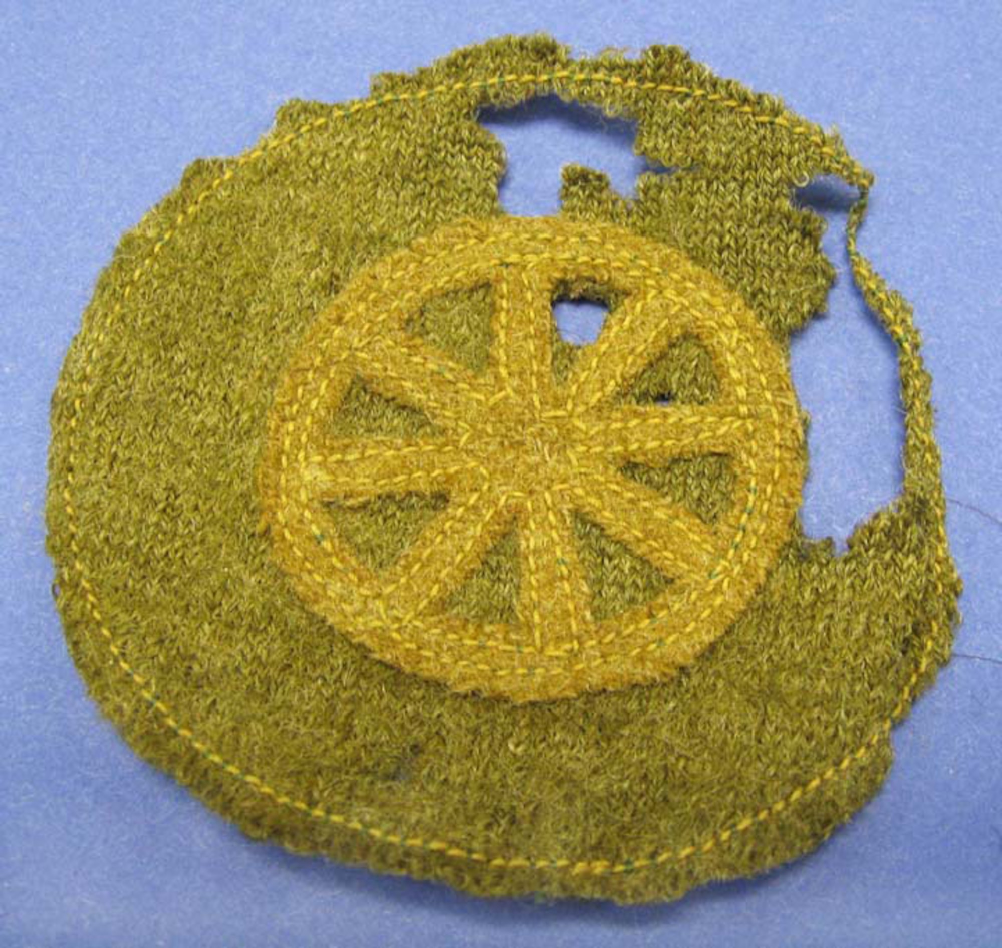 According to the donor, this item comes from Lt. Gareth Williams. It was worn on the lower forearm sleeve indicating "Wagoner." This badge appears to be from the 1917-1918 period. (U.S. Air Force photo)