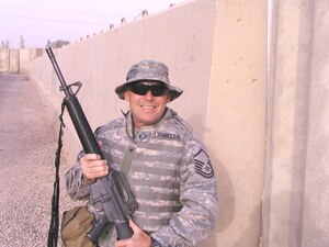 BALAD, Iraq - Senior Master Sgt. Mark Lounello is deployed as a chaplain assistant from the 192nd Fighter Wing Chapel at Langley Air Force Base, Va.