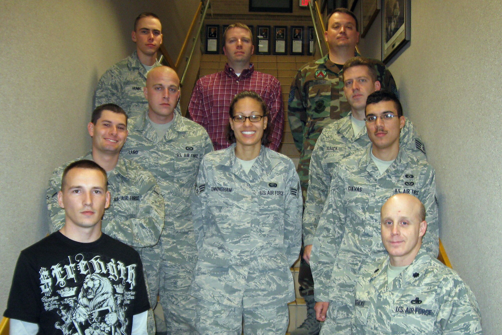 The following Airmen were welcomed to the 931st Air Refueling Group in December: (left column, bottom to top) Staff Sgt. Charles King, Airman Christopher Bales, Airman 1st Class Steven Laird, Airman Basic Aaron Humig (middle column) Senior Airman Vanessa Cunningham, Staff Sgt. David Wallace (right column) Lt. Col. Chad Gericke, Airman 1st Class Agustin Cuevas, Staff Sgt. Karl Albach and Tech. Sgt. Justin Frasche. (U.S. Air Force photo)