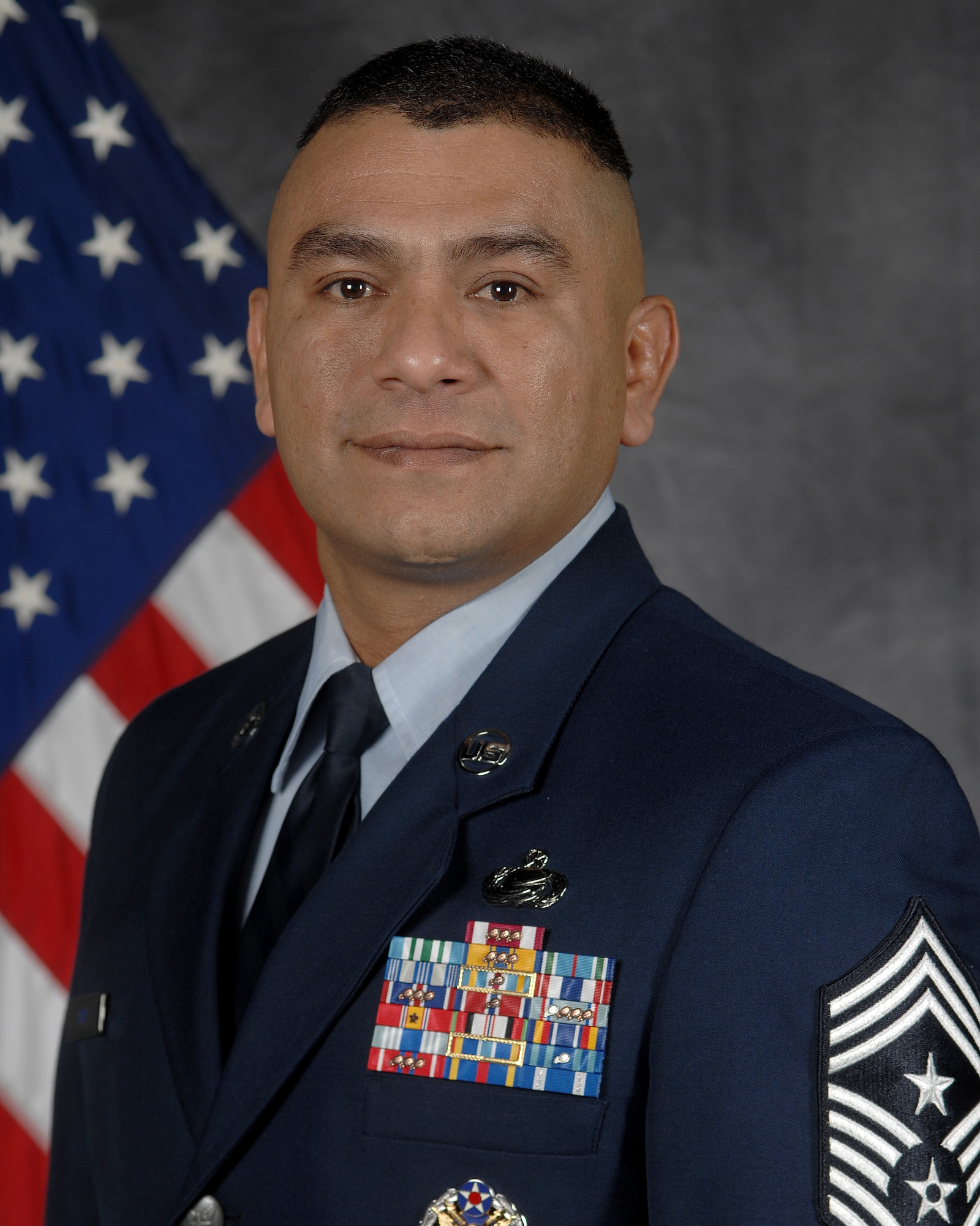 HOLLOMAN AIR FORCE BASE, N.M. -- Chief Master Sgt. Gerardo Tapia is the new 49th Fighter Wing command chief master sergeant. He was born and raised in El Paso, Texas, and has been in the Air Force for 24 years. (U.S. Air Force official photo by Airman 1st Class Veronica Stamps)