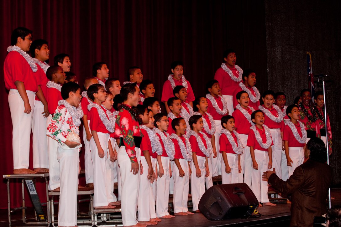The Honolulu Boy Choir performs during the Second Annual Na Mele o na Keiki, 'Music for the Children' Toys for Tots concert Dec. 9 at the Neal S. Blaisdell Concert Hall. (Official U.S. Marine Corps photo by Cpl. Cristina Noelia Gil) (Released)