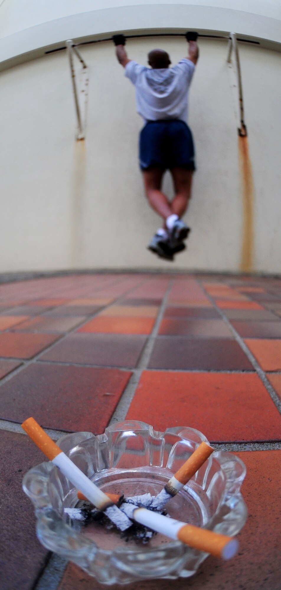 In an effort to help Airmen nip smoking in the butt and avoid dangerous consequences to their health, the Air Force declared November “Tobacco Cessation Month” and made a concerted effort to inform Airmen of the smoking cessation resources available to them. With the Air Force pushing for physically fit Airmen, the Kadena Health and Wellness Center strives to give every individual the opportunity to develop a healthy lifestyle. According to Capt. Dahle, HAWC flight commander, this opportunity is one of the greatest benefits the military offers its members. And as Mr. Lyons can attest, who – against the odds - is still alive and kicking, it’s a gift that keeps on giving. 
(U.S. Air Force photo / Tech. Sgt. Reynaldo Ramon)