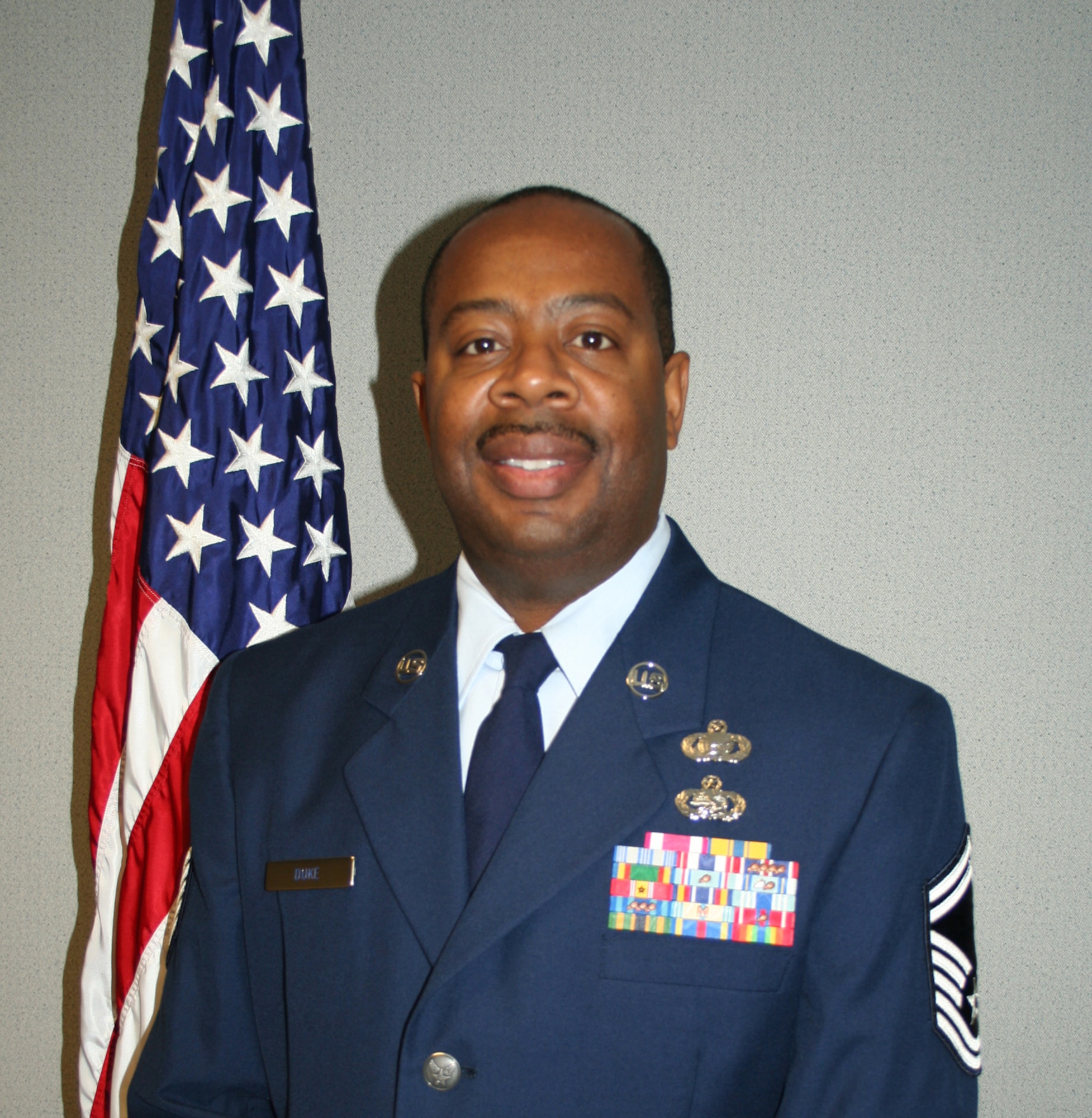 WRIGHT-PATTERSON AIR FORCE BASE, Ohio - Senior Master Sgt. Charles Duke has been selected as the Senior Non-Commissioned Officer of the Year.  He is assigned to the 445th Aeromedical Evacuation Squadron.  Sergeant Duke was selected as the unit’s top performer during a recent unit compliance inspection and as a superior performer by the Health Services Inspection team.  Sergeant Duke is a community activist who volunteers and teaches vocational and technical cluster at the YMCA.  He is currently pursuing an education degree in training and development at Northcentral University.