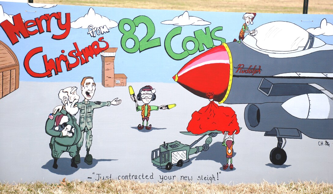 The 82nd Contracting Squadron received 1st place in the Holiday Card Contest Dec. 7. All contest entries are displayed on Avenue E. (U.S. Air Force photo/ Airman 1st Class Valerie Hosea)