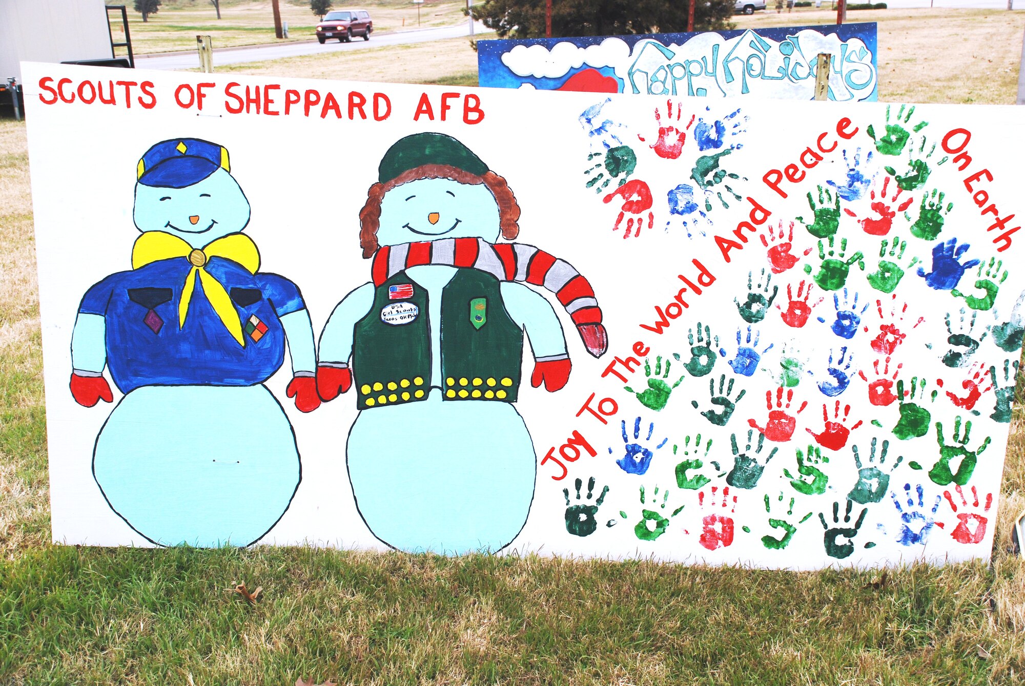 The Cub and Girl Scouts of Sheppard received Honorable Mention in the Holiday Card Contest Dec. 7. All contest entries are displayed on Avenue E. (U.S. Air Force photo/ Airman 1st Class Valerie Hosea)